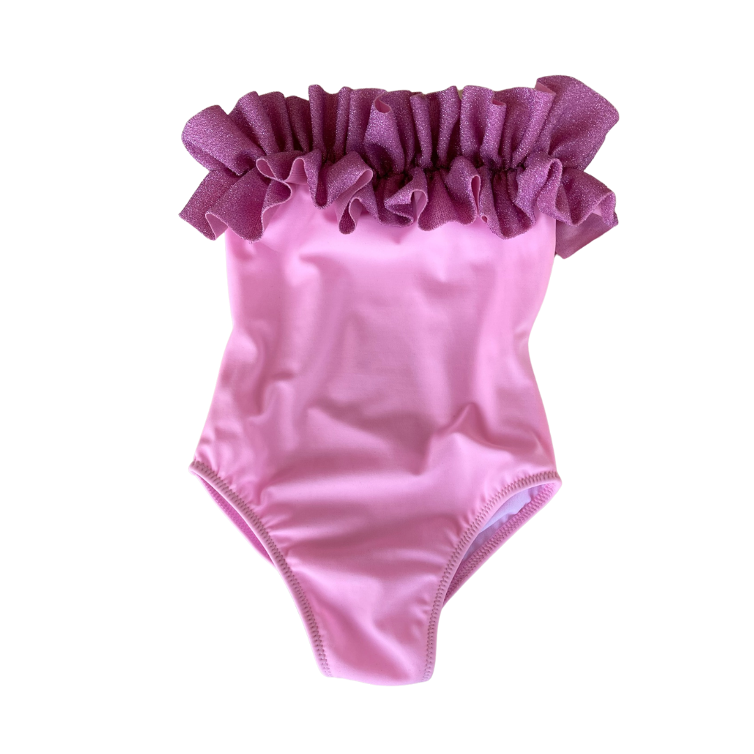 Costume intero fascia rouches glitter donna