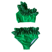 One-shoulder bikini with glitter ruffles for girls