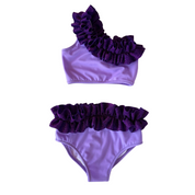 One-shoulder bikini with glitter ruffles for girls