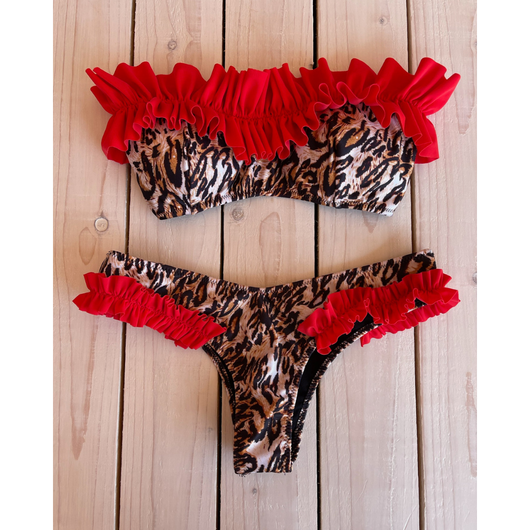 Women's leopard print bandeau bikini