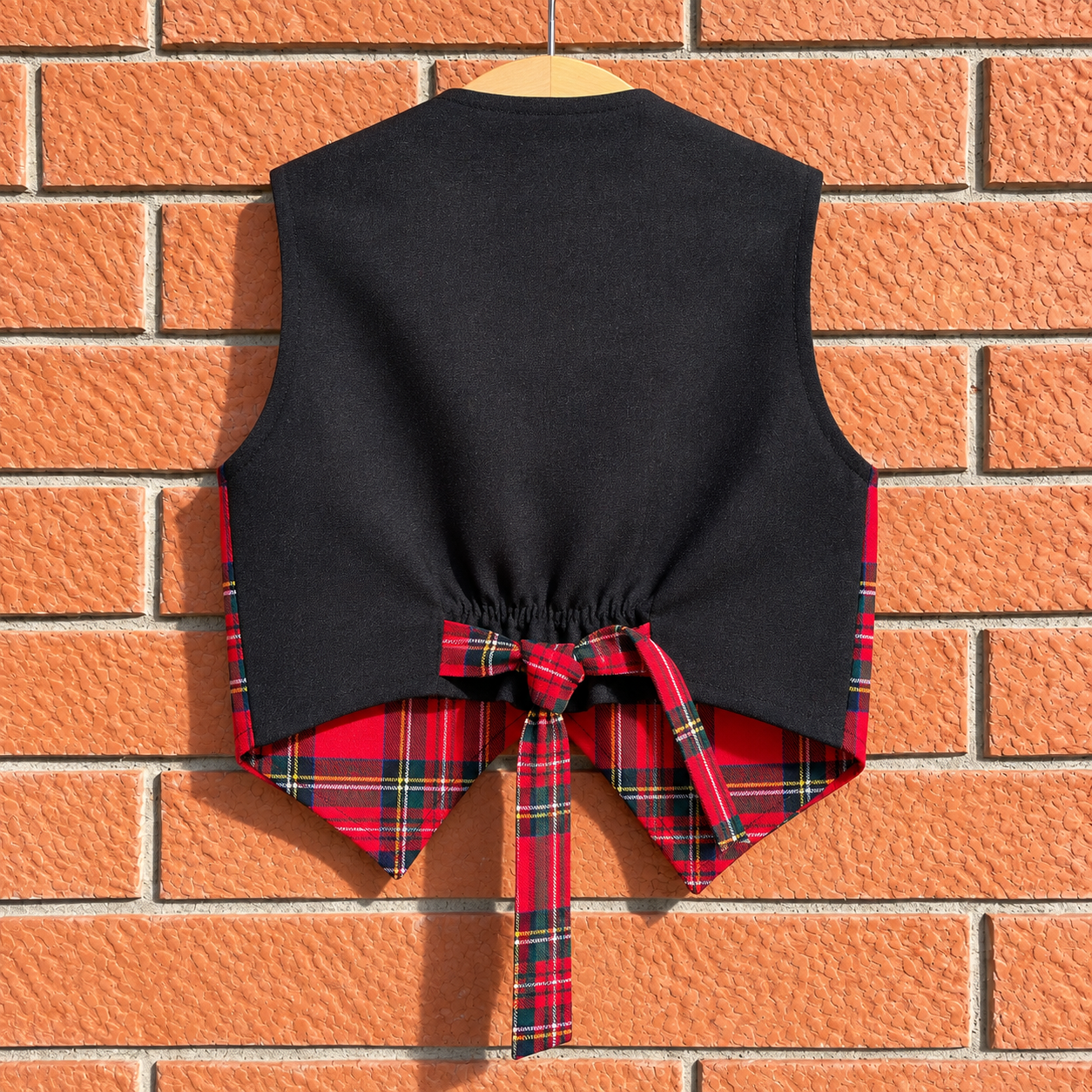 Gilet in tartan scozzese classico con papillon bambino