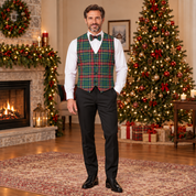 Gilet in tartan scozzese classico con papillon adulto