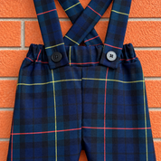 Pantalone in tartan scozzese blu e verde a righe bambino