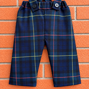 Pantalone in tartan scozzese blu e verde a righe bambino