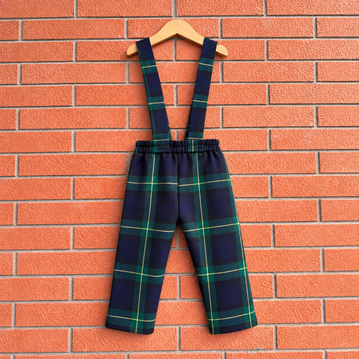 Pantalone in tartan scozzese blu e verde bambino