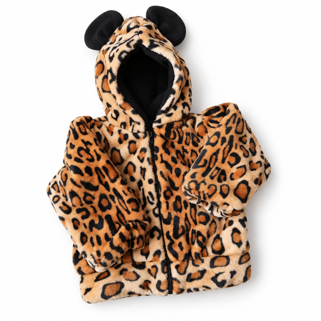 Little girl's fur coat with little ears